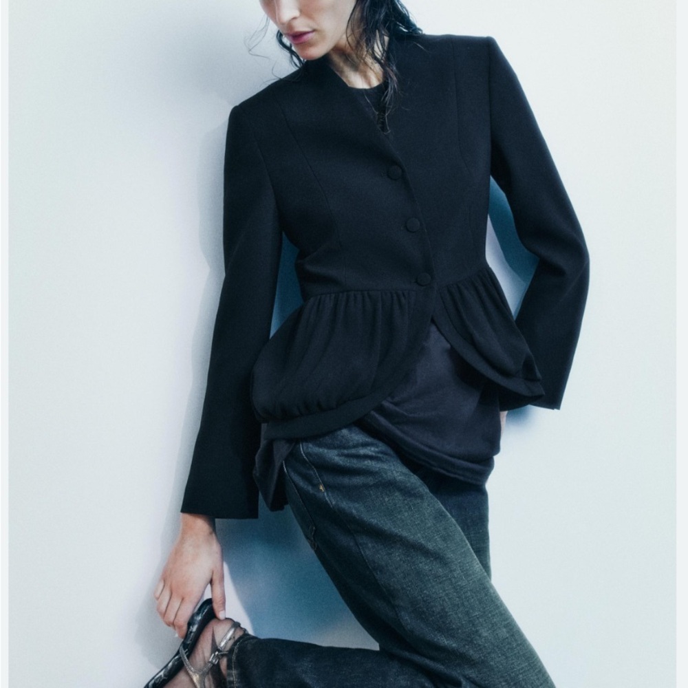 Zara collection Black Peplum Blazer XS